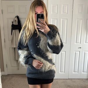 Gray and White Women's Sweater